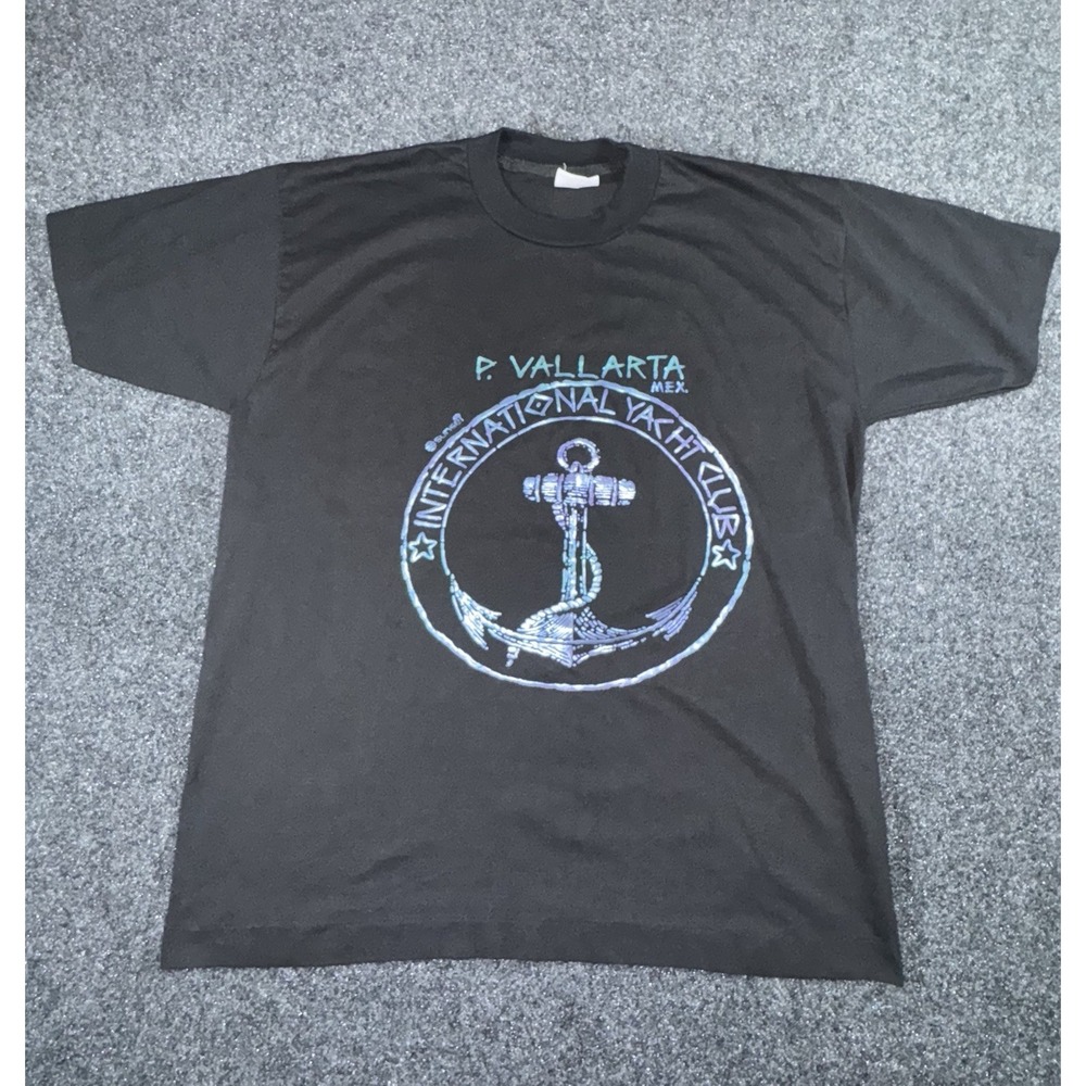 Vintage Sunset Puerto Vallarta Mexico Yacht Club Anchor Graphic T Shirt Men's XL